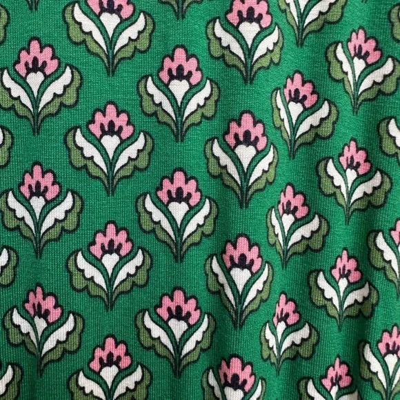 Boden Women's Chic Preppy Green Jersey Midi Stretch Dress Highland Geo Size 14 - Picture 8 of 14